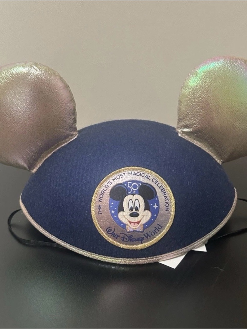 Disney Navy Ear Headband with Iridescent Gold Ears